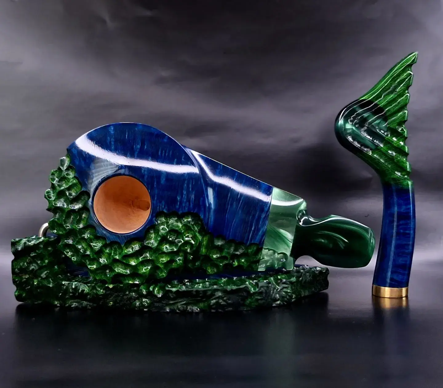 Two faces pipe "Peacock tail 2"