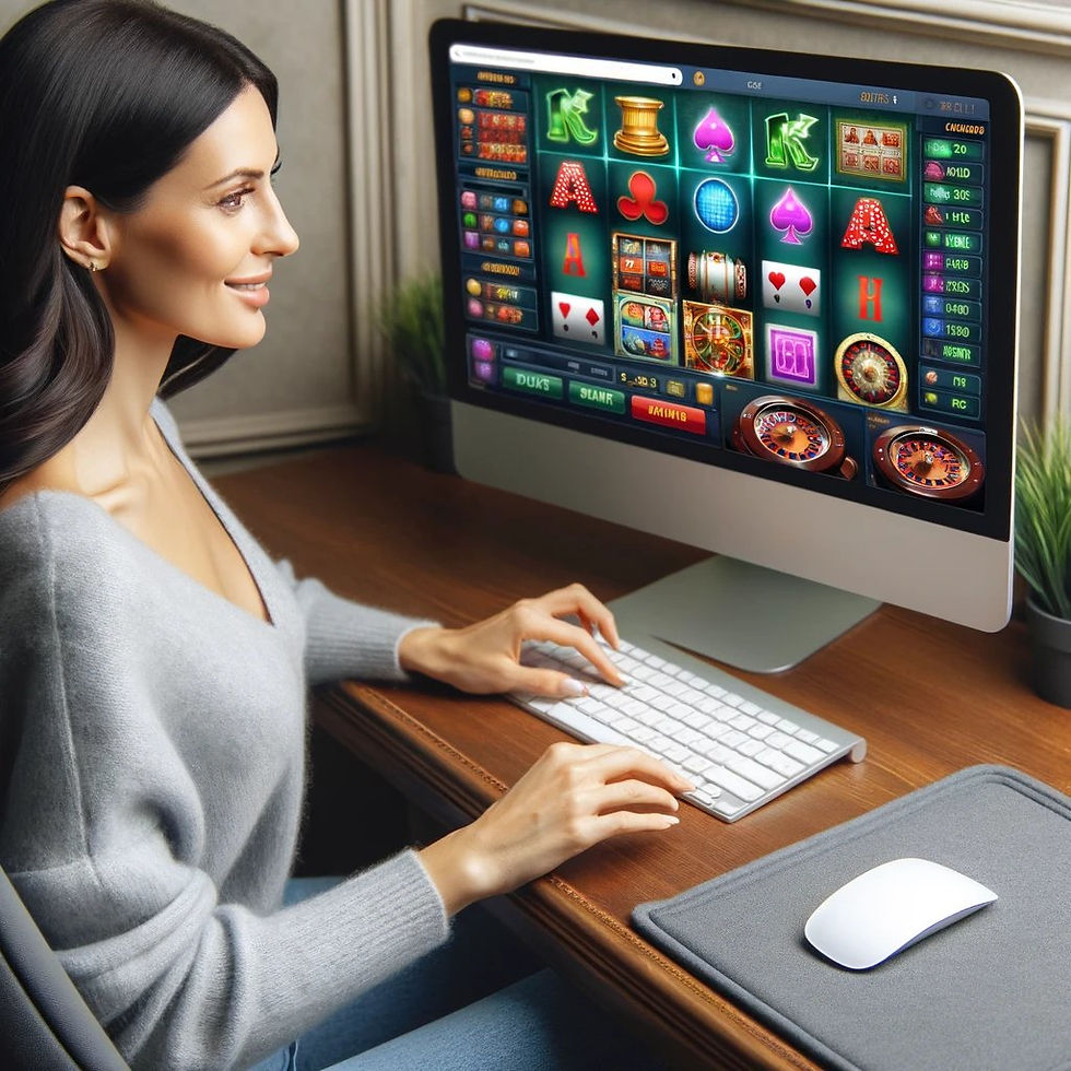 카지노사이트에서 슬롯을 하는 여자