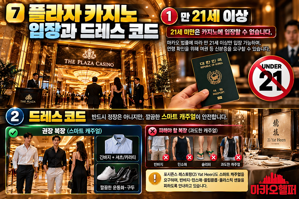 마카오 플라자 카지노 입장방법과 드레스코드