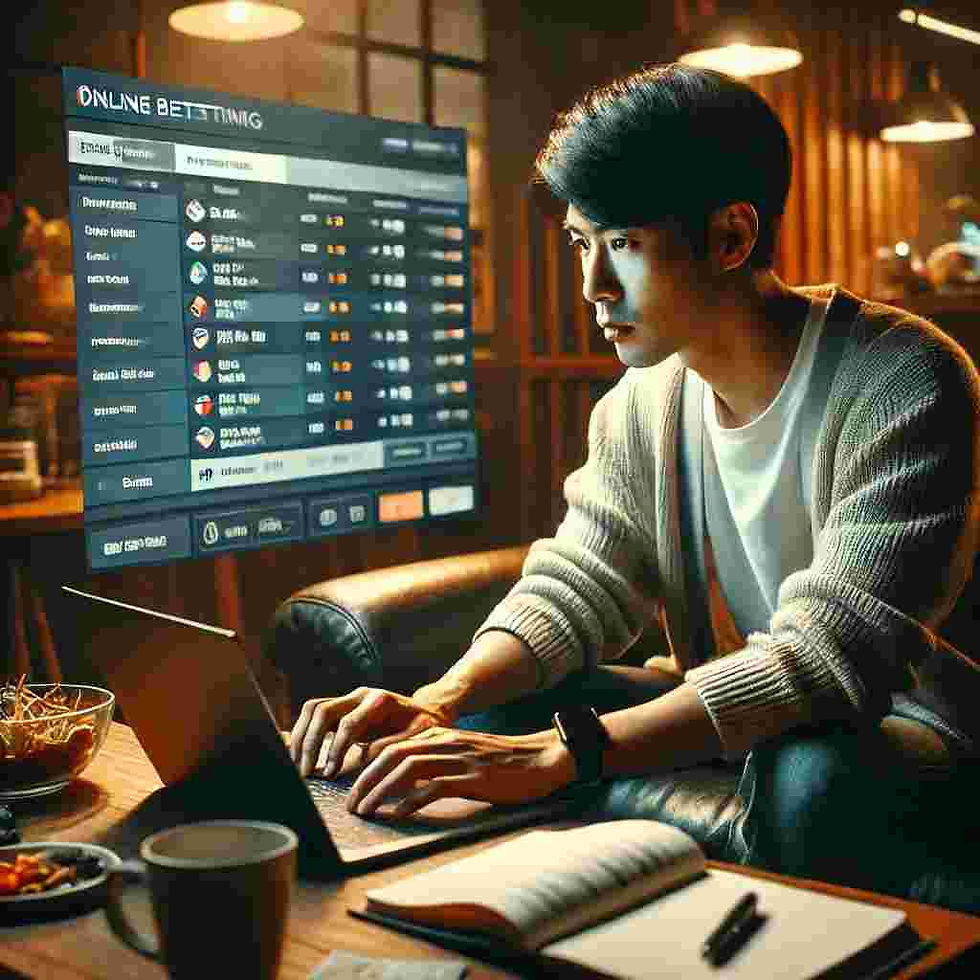먹튀검증을 하고 있는 남자