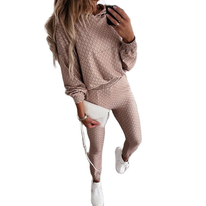 Miniatyrbild: Women's sweater set two pieces of sweater sleeve 2021 and elastic pants suits