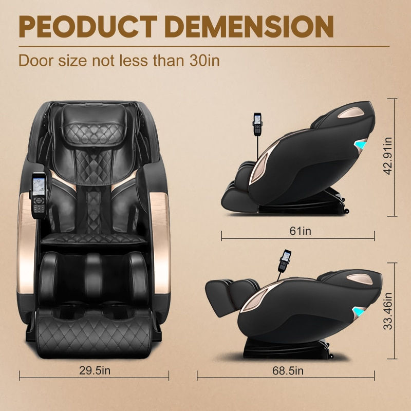 サムネイル： Black Full Body Zero Gravity Shiatsu Recliner Neck Massage Chair Shiatsu