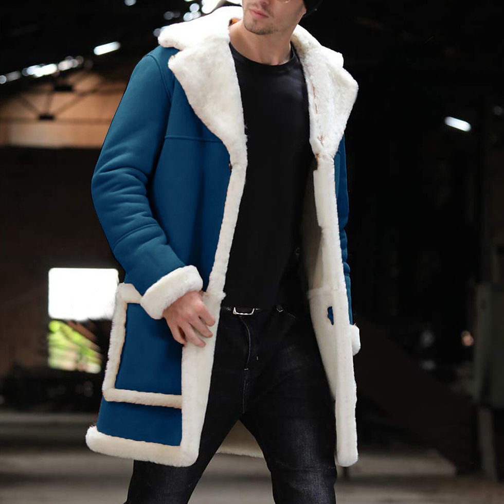 Miniatura: Men's Casual Coat Faux Fur Large Overcoat 2023 Solid Buttons Jacket Long