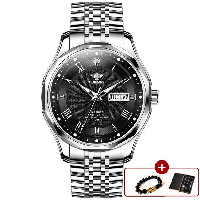 Thumbnail: OUPINKE Real Diamond Automatic Mechanical Watch for Men Swiss Top Brand