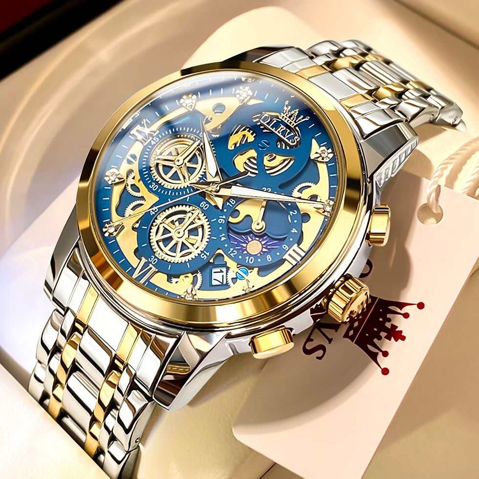 Miniatiūra: OLEVS Men's Quartz Watch Skeleton Stainless steel Waterproof Luxury Business