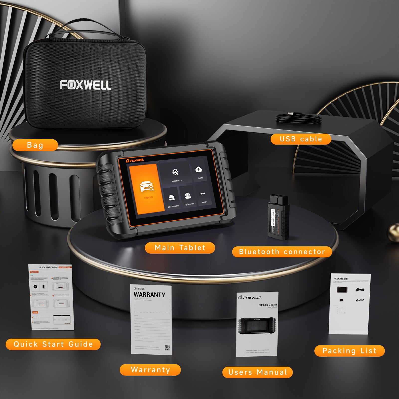 FOXWELL NT809BT OBD2 Bluetooth Scanner for Car Diagnostic Tool Bi-Directional
