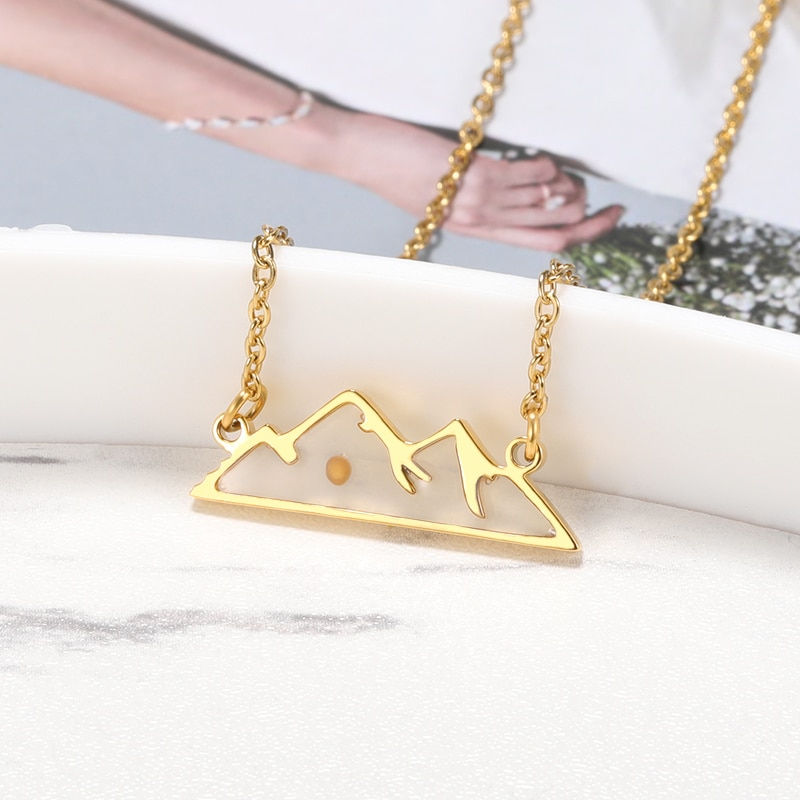 Miniatura: Faith Over Fear Acylic Mustard Seed Necklace Stainless Steel Mountain Necklace