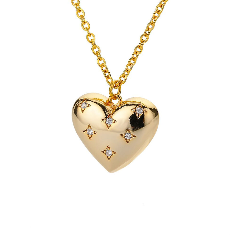 Miniatura: Zircon Heart Pendant Necklaces For Women Stainless Steel Star Necklace