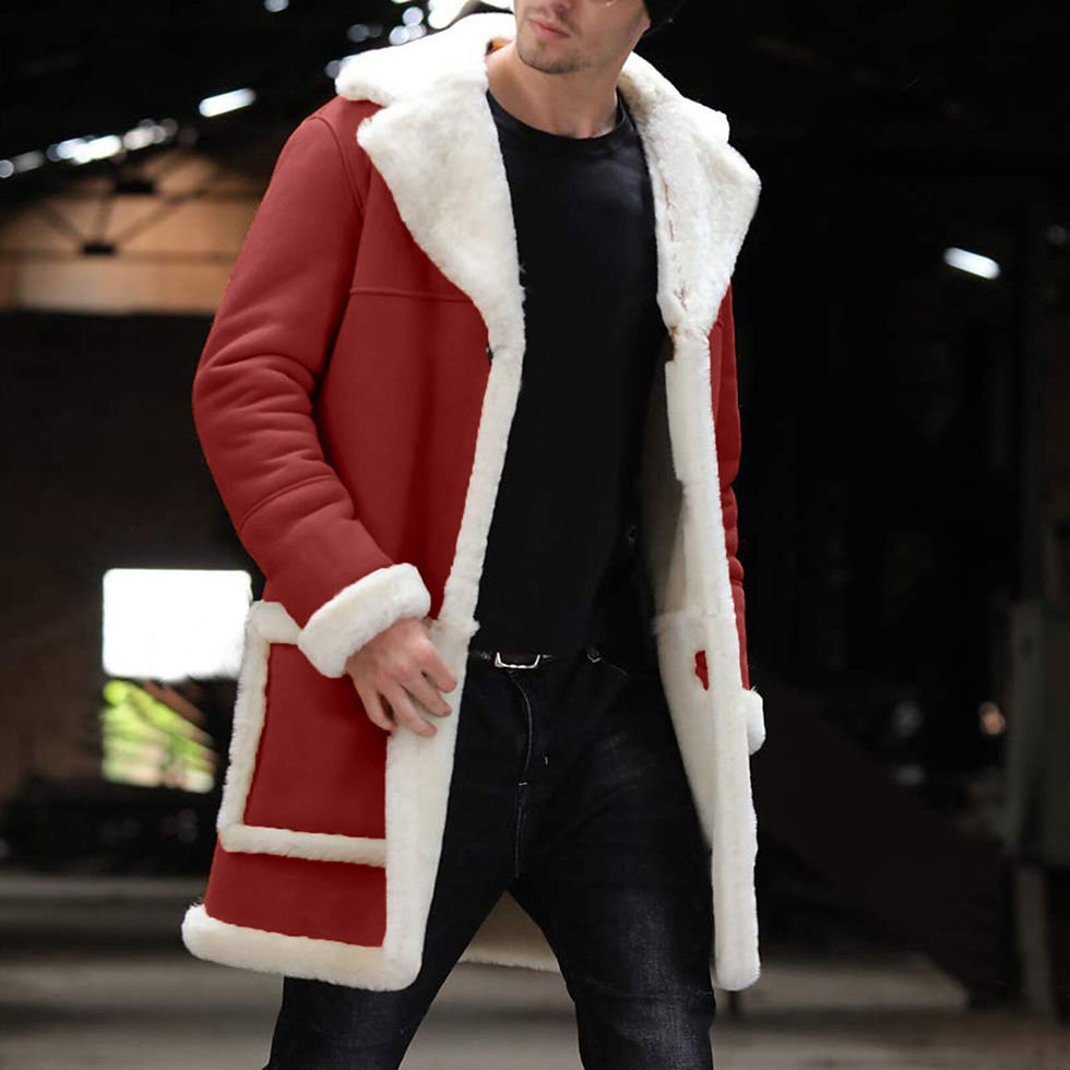 Thumbnail: Men's Casual Coat Faux Fur Large Overcoat 2023 Solid Buttons Jacket Long