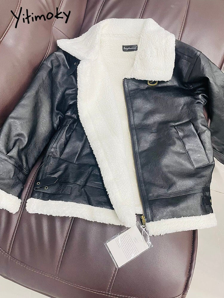 Miniatúra: Yitimoky Fur Coat for Women Winter Jacket Lambswool Faux Sheepskin Coat