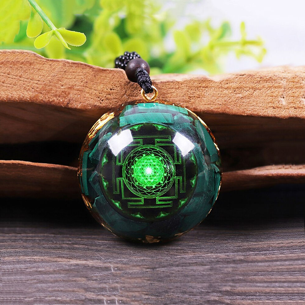 Miniatura: Orgonite Pendant Malachite Crystal Quartz Necklace For Emf Protection Chakra