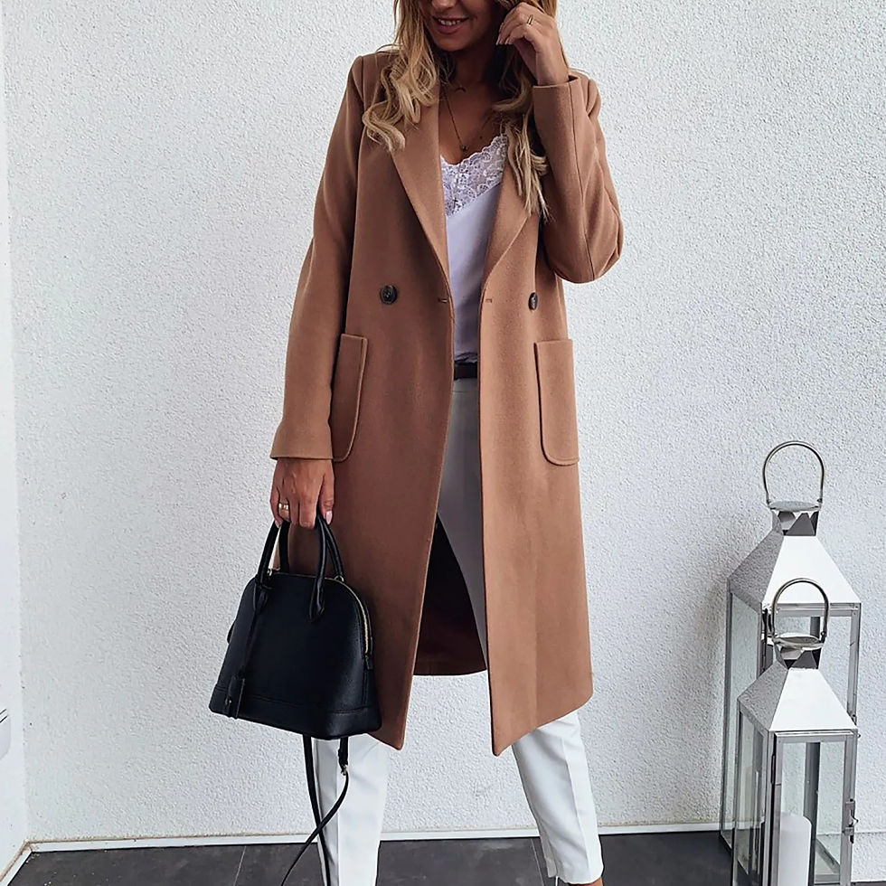 थंबनेल: 2023 NEW Women Spring Autumn Brown Loose Long Wool Coat Jacket Woolen