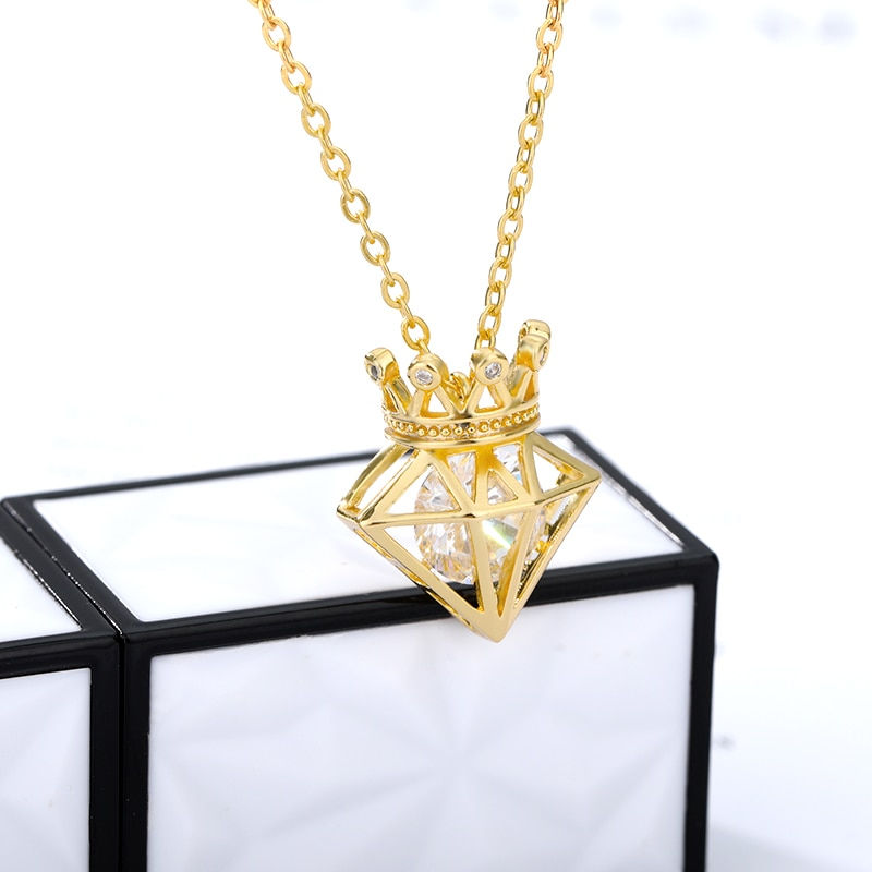 Thumbnail: Fashion Crown Shape Pendant Necklaces Collar Chain Necklace Choker Shiny