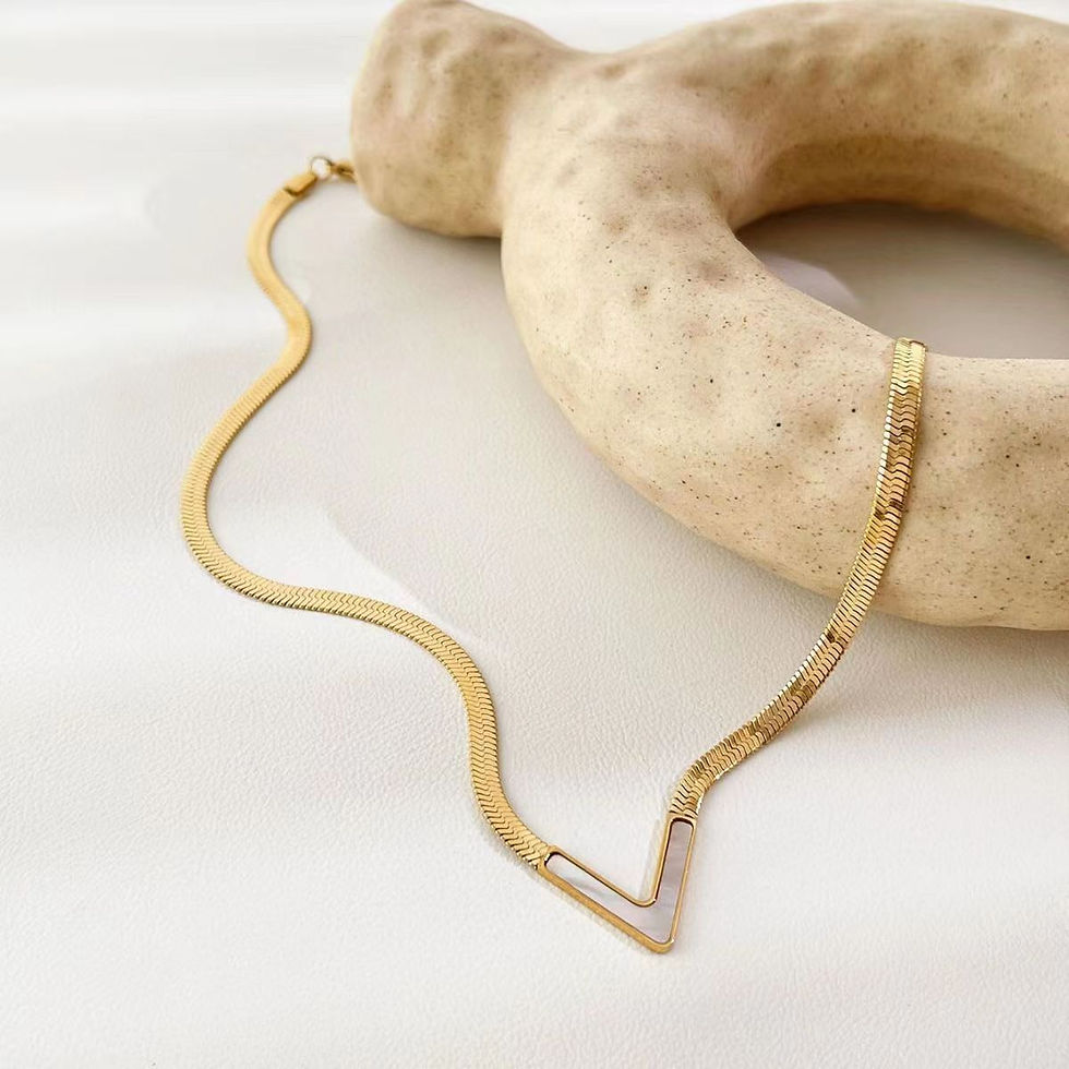 Thumbnail: V-shaped Flat Snake Bone Chain Necklace For Women Summer Design Sense