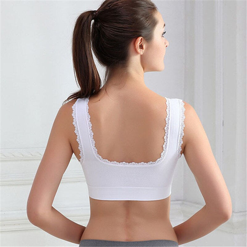 Thumbnail: Women Breathable Bras Solid Bra Seamless Fitness Lace Bra Tops Underwear