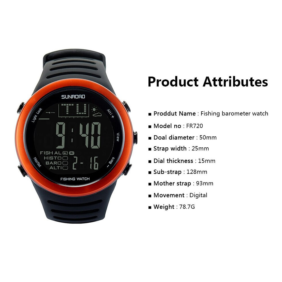 Thumbnail: Men Digital watches outdoor watch clock Fishing weather Altimeter Barometer