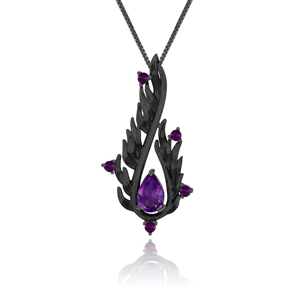 Thumbnail: GEM'S BALLET 925 Sterling Silver Handmade Angel's Wing Pendant Necklace