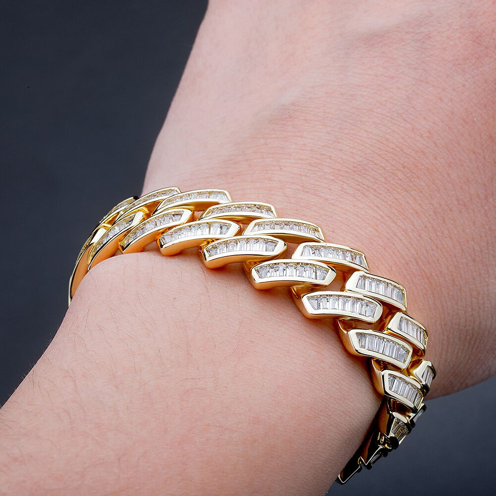 Thumbnail: TOPGRILLZ Mens Bracelet 18mm Baguette Prong Cuban Link Bracelet CZ Iced