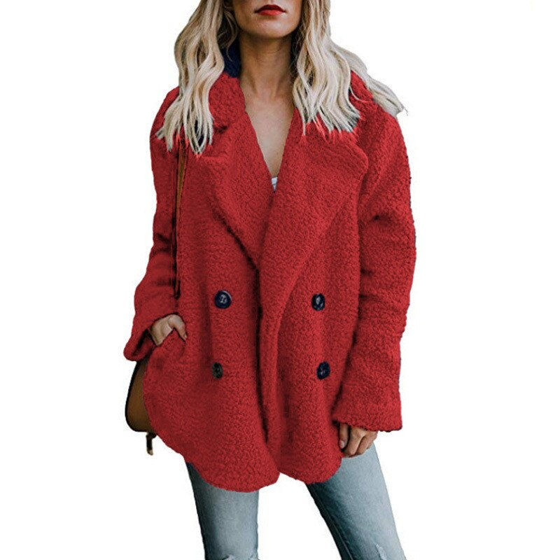 Thumbnail: Autumn Winter Warm Women's Faux Fur Jacket plush Coat artificial fluffy fleece
