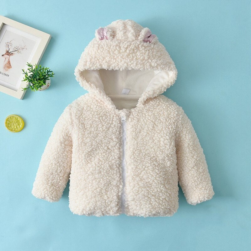 Thumbnail: Baywell Winter Toddler Boys Girls Plush Hooded Jacket Cute Cartoon Ear Hood