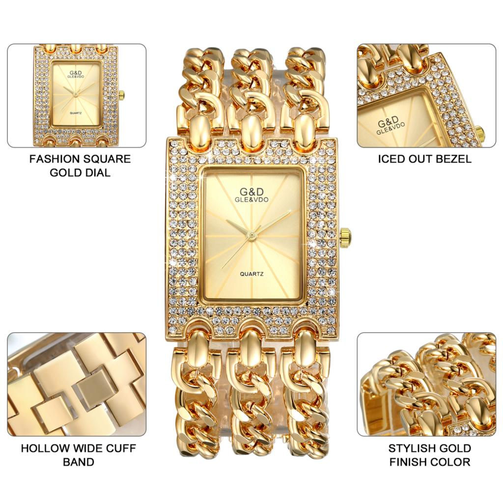 LANCARDO New Top Brand Luxury Women's Watches Alloy Clock Lady's Gold