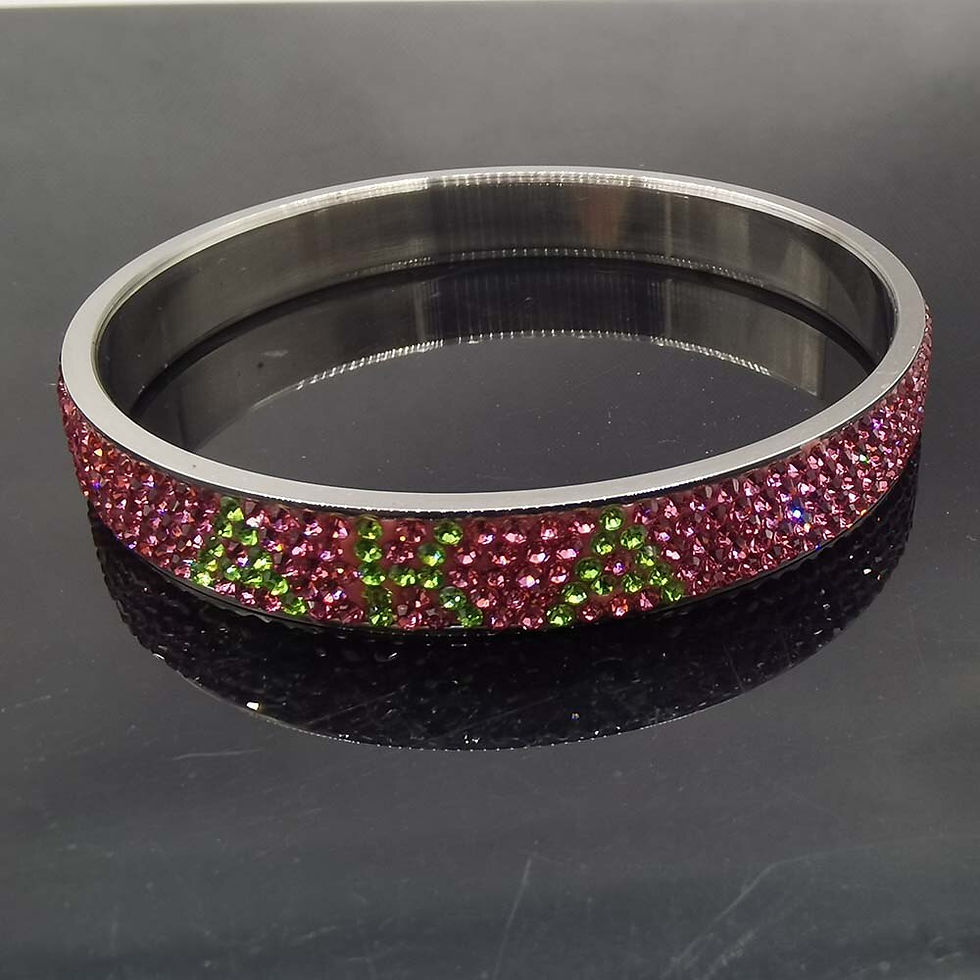 Thumbnail: Handmade Greek Sorority Letter AEO White Rhinestone Bangle Women Jewelry