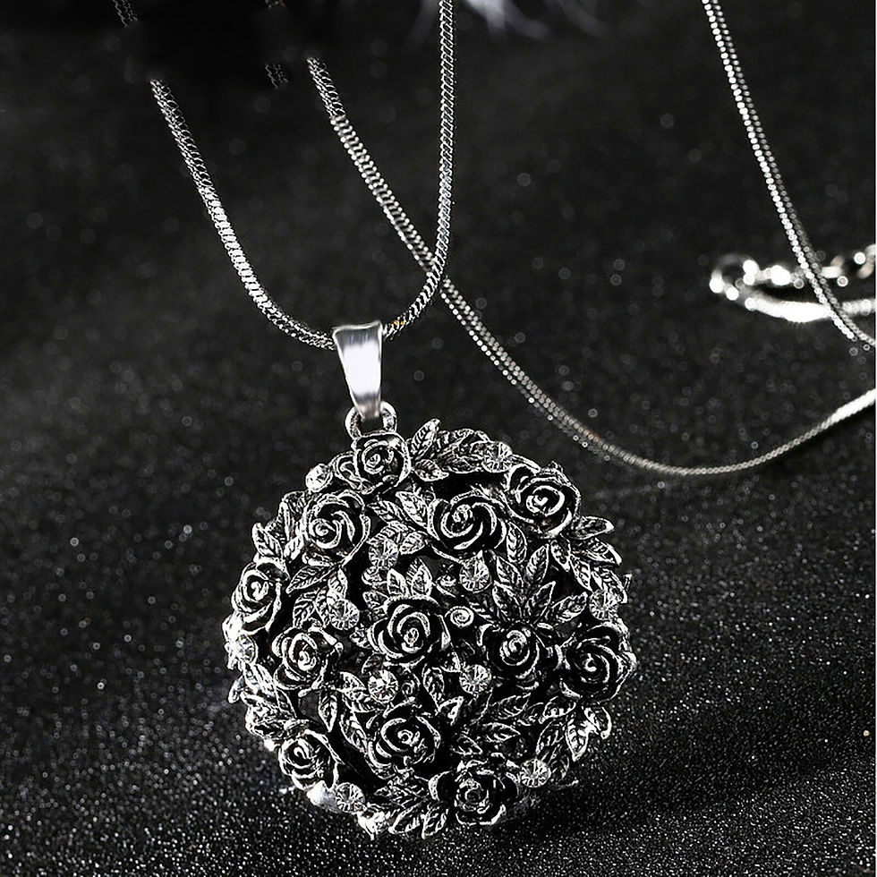 Thumbnail: Trendy Rhinestone Black Rose Pendant Long Necklace Jewelry Chain Personalized