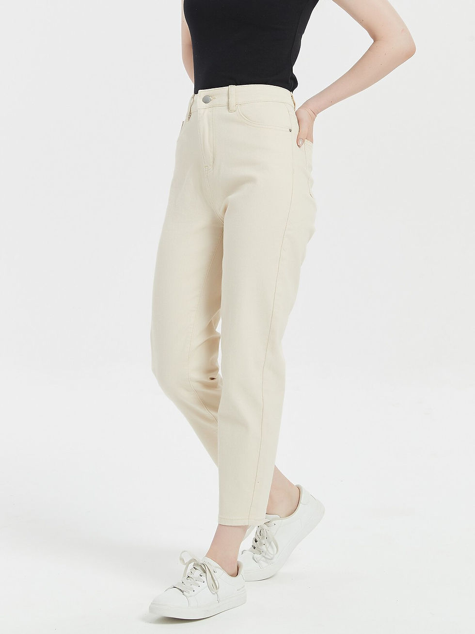 Miniatură: FINEWORDS 2022 New Spring White Jeans For Women Casual Baggy Harem