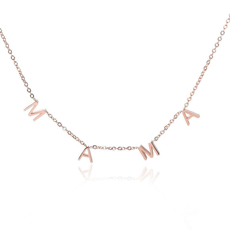 Thumbnail: 2021 New MAMA Letters Necklace Stainless Steel Mom Baby Lockbone Chain