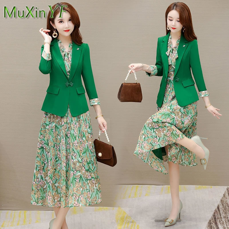 Thumbnail: 2022 Spring Autumn New Suit Jacket Dress Two-piece Women's Elegant Blazers