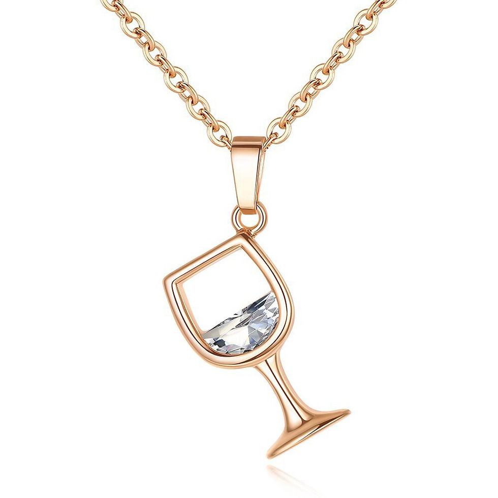 Thumbnail: Red Wine Glass Pendant Necklace Zircon Goblet Choker for Women Elegant