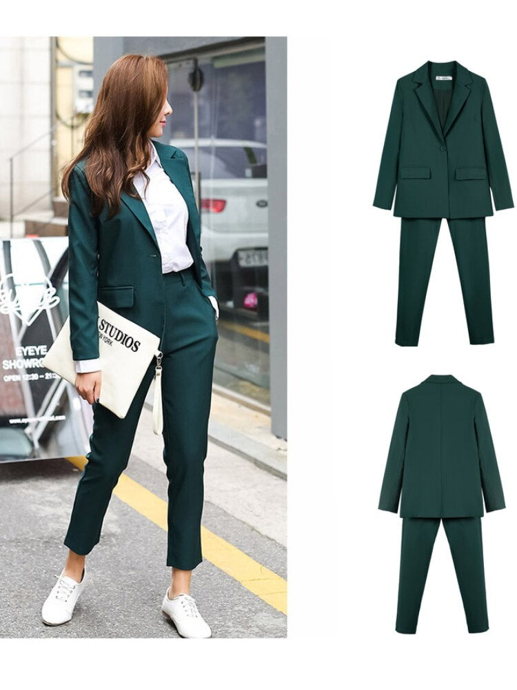 थंबनेल: Work Pantsuits OL 2 Piece Set For Women Business Interview Uniform Slim