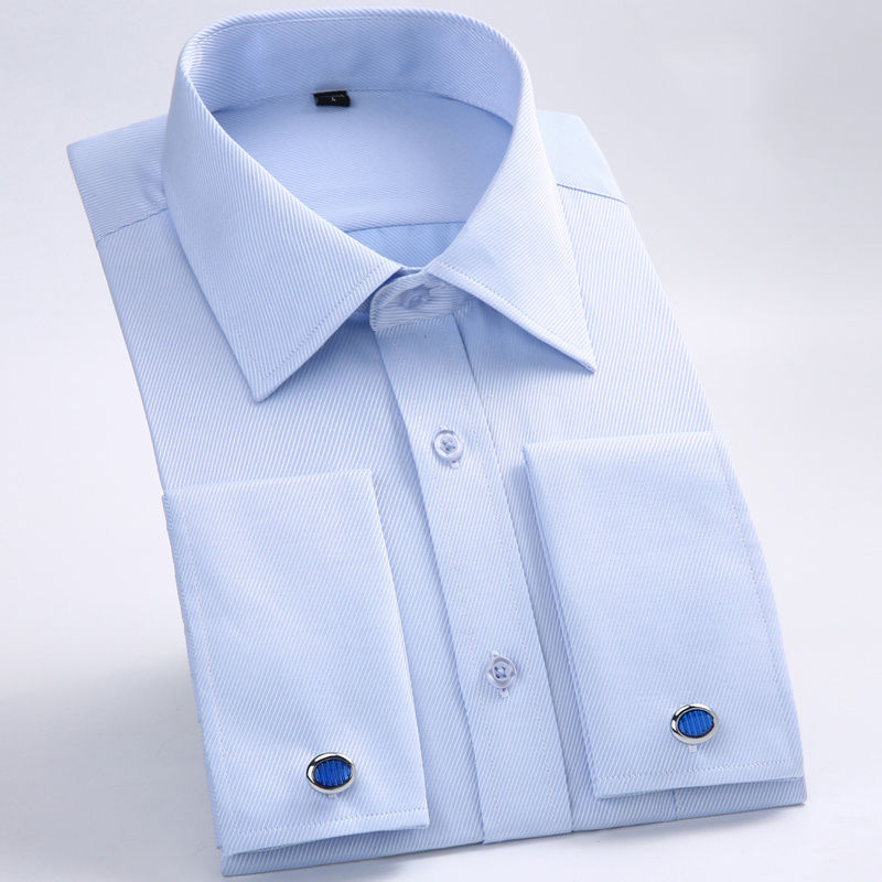 Thumbnail: French Cuff Mens Formal Business Dress Shirt Lon Sleeve Male Luxury White Party