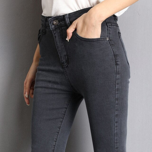 Miniaturbild: Jeans for Women Mom Jeans Blue Gray Black Woman High Elastic Stretch Jeans