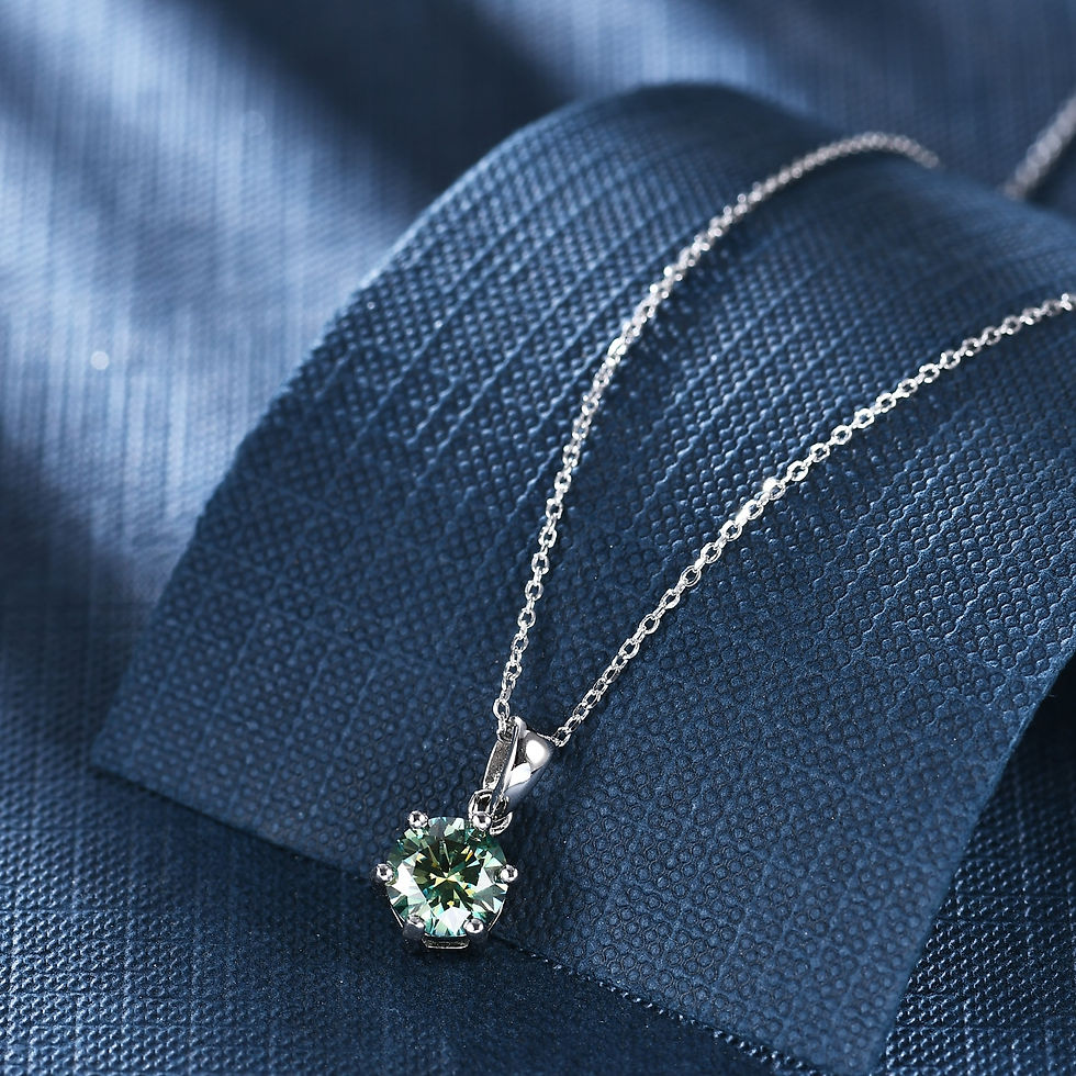 Thumbnail: GEM'S BALLET 925 Silver Moissanite Jewelry 1.0Ct Green Moissanite 585 14K 10K