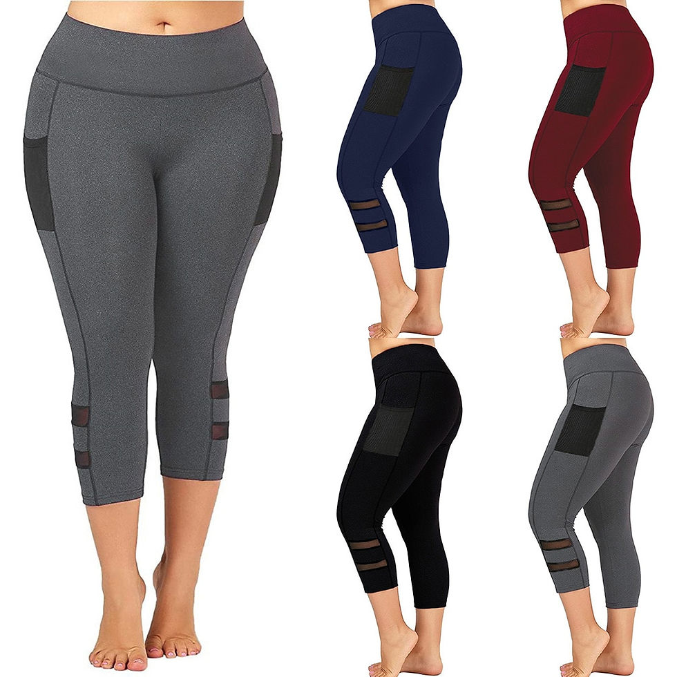Thumbnail: Plus Size Fitness Push Up Leggings 3/4 Lady's Pants Women High Waist Elastic Sl