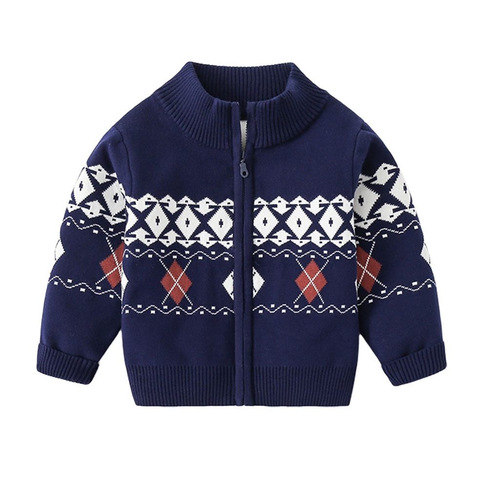Thumbnail: Jlong Autumn Kids Boys Sweater Retro O Neck Knit Jackets Winter Children