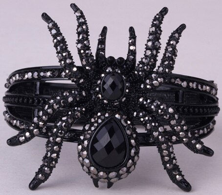 Thumbnail: Spider bangle bracelet halloween bling jewelry gifts for women antique gold