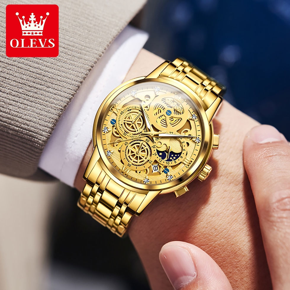 Thumbnail: OLEVS Men's Quartz Watch Skeleton Stainless steel Waterproof Luxury Business