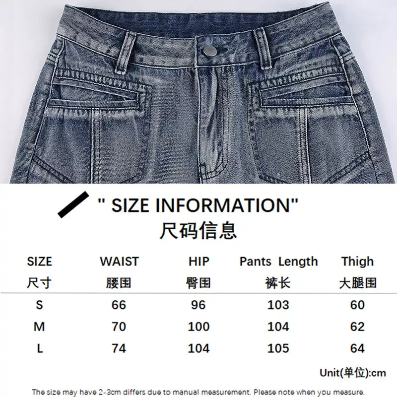 Pikkukuva: Jeans woman Low Waisted Pockets Trousers Baggy Casual  women Denim Cargo