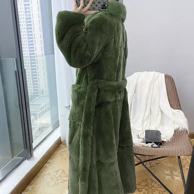 Thumbnail: Plus Size 5xl Winter Coat Women Fashion Belt X Long V Neck Thick Warm Faux