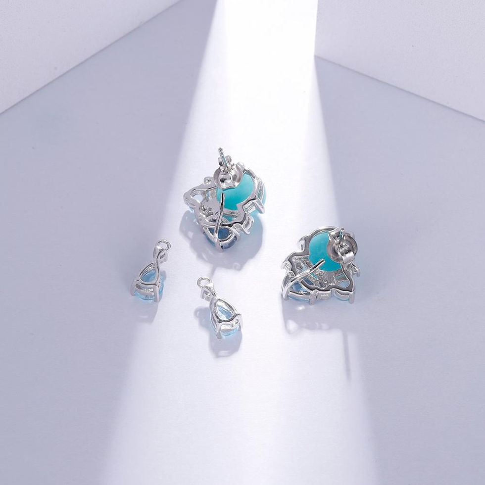 Thumbnail: GEM'S BALLET 925 Sterling Silver Handmade Statement Earrings Natural