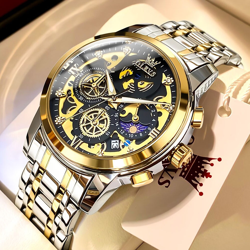 Thumbnail: OLEVS Men's Quartz Watch Skeleton Stainless steel Waterproof Luxury Business