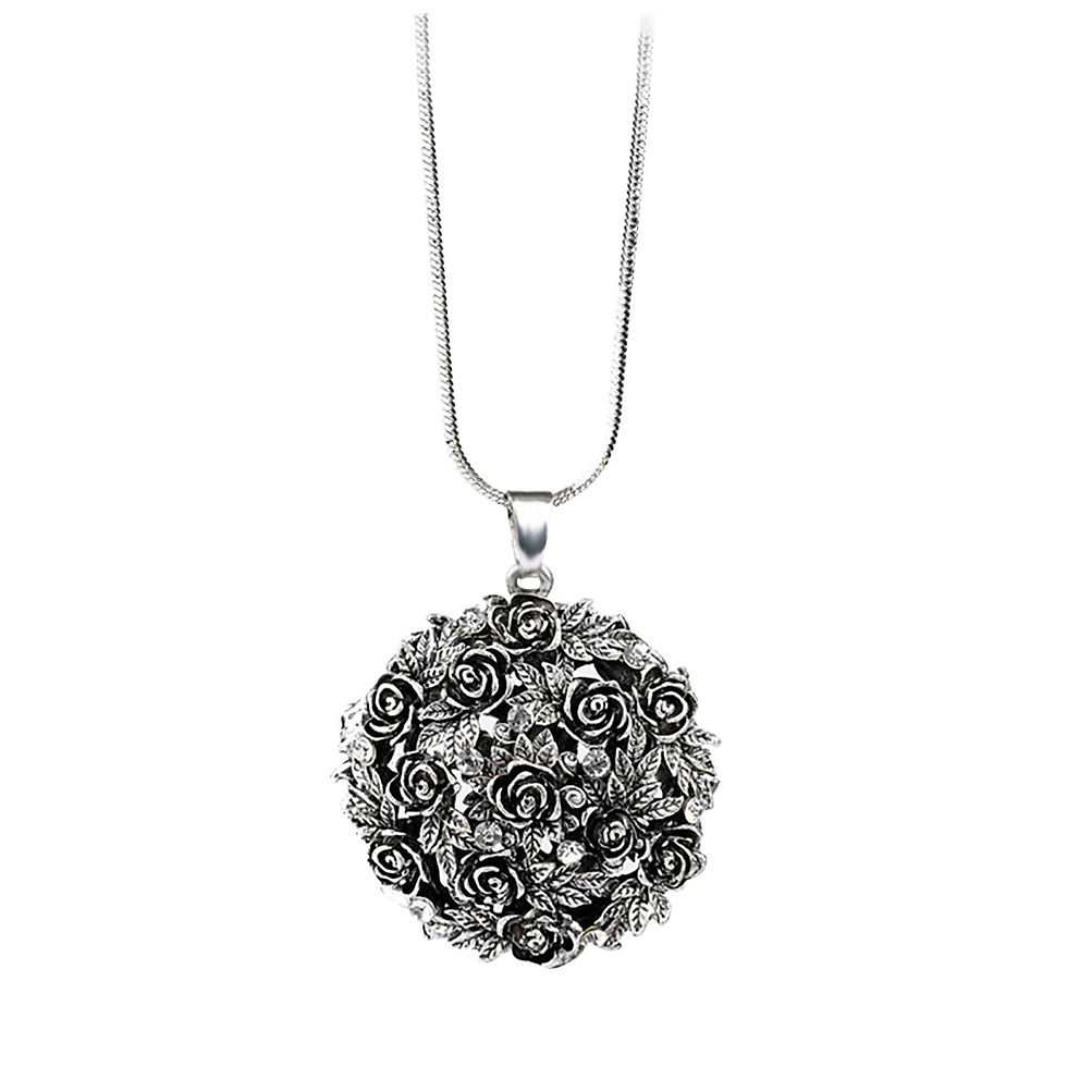 Thumbnail: Trendy Rhinestone Black Rose Pendant Long Necklace Jewelry Chain Personalized