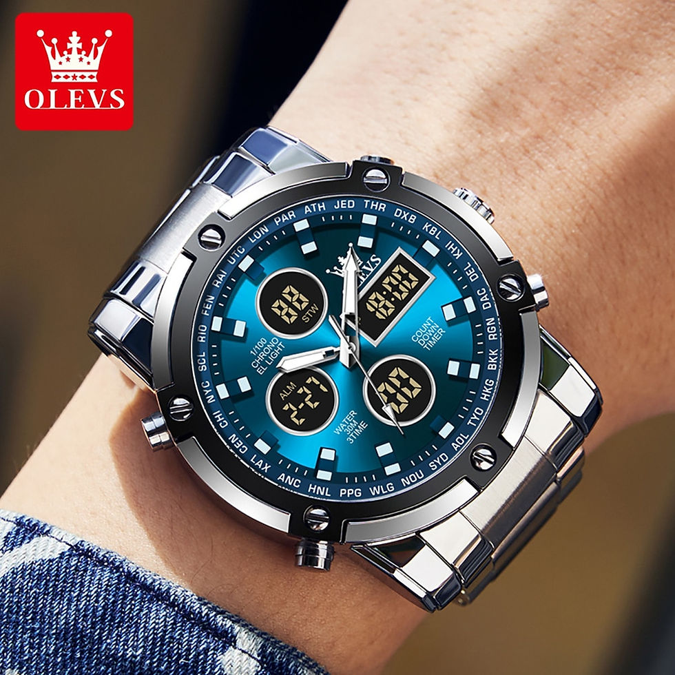 Miniatyrbilde: OLEVS Watch for Men Original Casual Stainless Steel Analog Digital Watches for