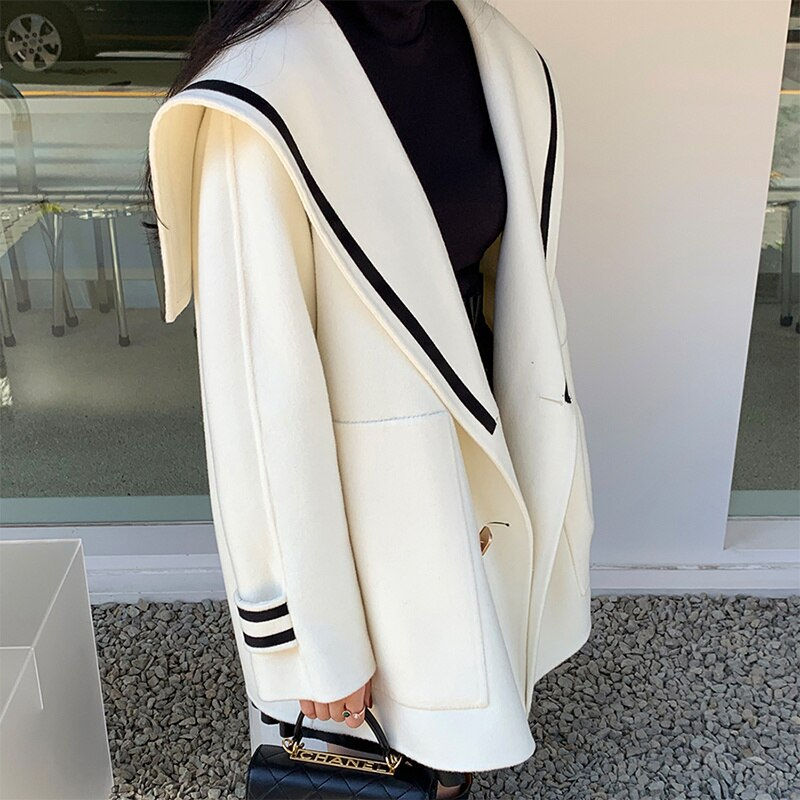 Miniatura: Sister Fara Autumn Sailor Collar Blazer Long Sleeve Jacket Women Double