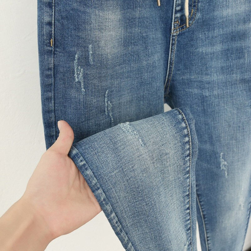 Thumbnail: Spring Summe Large Size Mom Jeans Woman Elastic High Waist Baggy Jeans