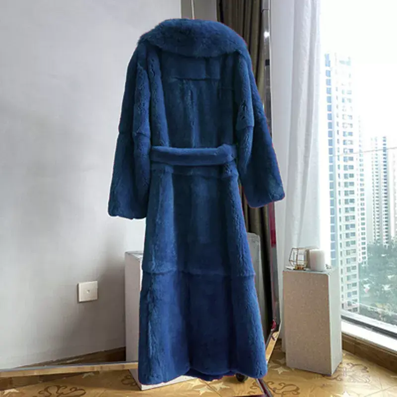 Thumbnail: Plus Size 5xl Winter Coat Women Fashion Belt X Long V Neck Thick Warm Faux