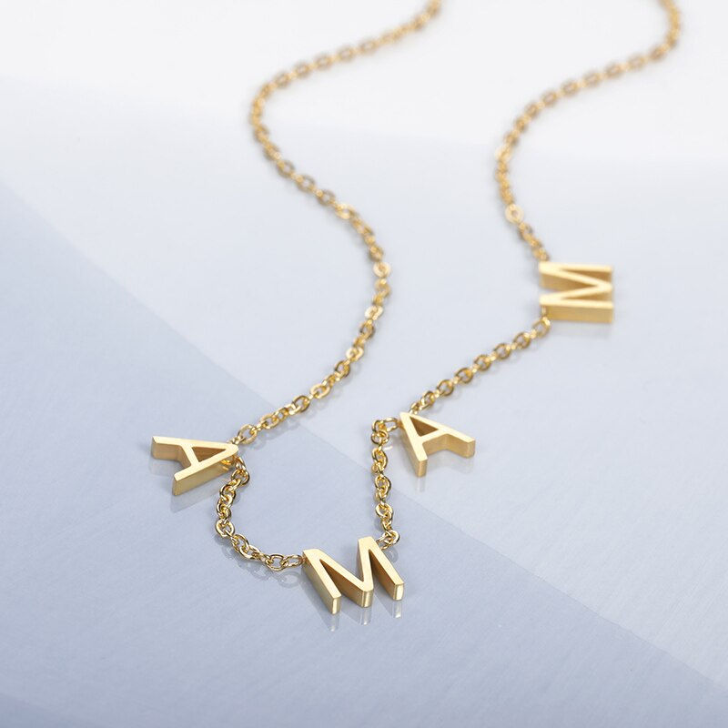 Thumbnail: 2021 New MAMA Letters Necklace Stainless Steel Mom Baby Lockbone Chain