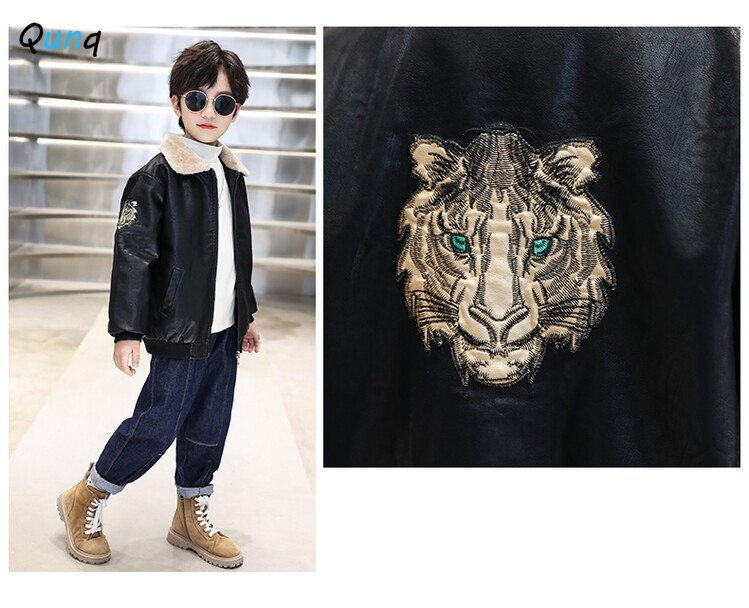 Thumbnail: Qunq 2022  Winter New Boys Fashion Turndown Collar Long Sleeve Print Thick